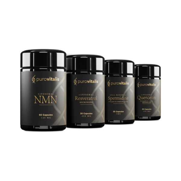 Max Longevity Bundle, 30 servings, including liposomal NMN, Resveratrol, Quercetin and Spermidine. Buy today