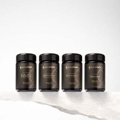 The Max Longevity Bundle includes four powerful supplements—Liposomal NMN, Resveratrol, Quercetin, and Spermidine—scientifically proven to support healthy aging.