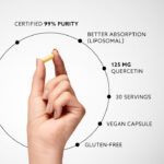 Purezza certificata al 99%, migliore assorbimento (liposomiale), 125 mg di quercetina, 30 dosi, capsula vegana, senza glutine