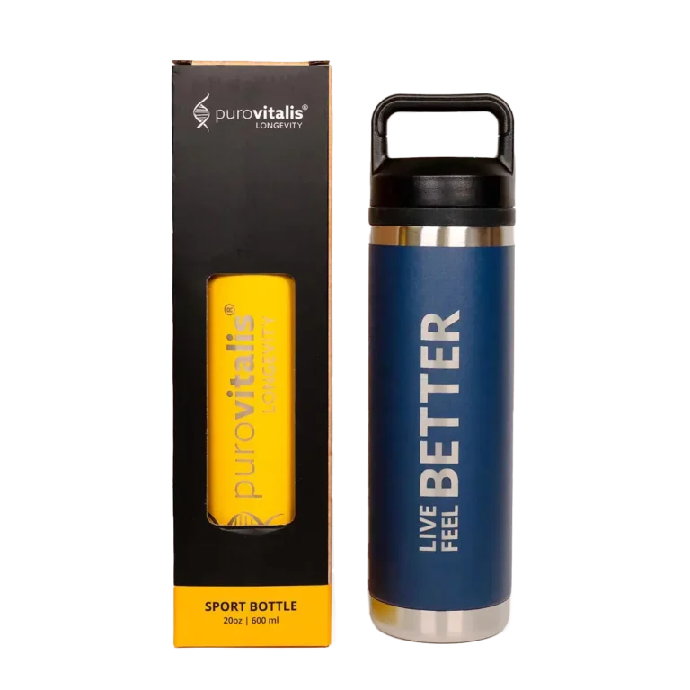 Elevate your drinking experience with the premium stainless steel water bottle from Purovitalis