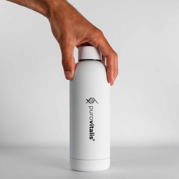 Water bottle white with hand small – Water Bottle – stainless steel water bottle
