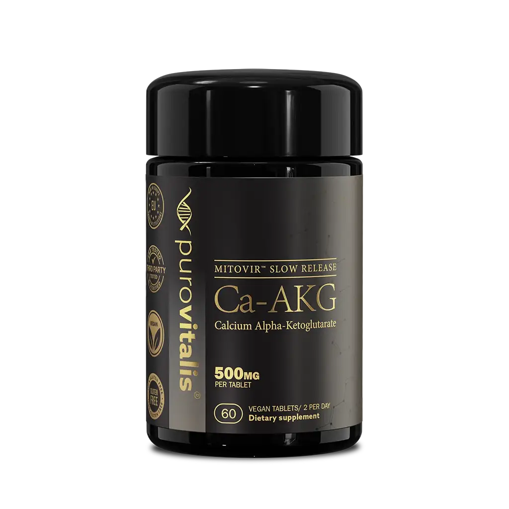 Buy Calcium AKG supplement form purovitalis. Premium Ca-AKG slow release tablets made in Europe.