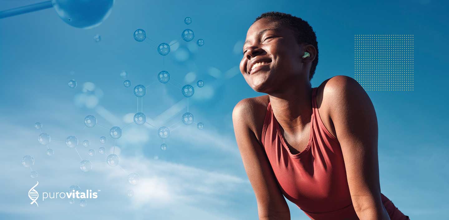 A healthy woman smiles joyfully while enjoying life outdoors, symbolizing the positive effects of nicotinamide riboside supplements on well-being.