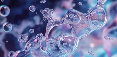 Close-up image of a drop of liquid collagen falling from a dropper, highlighting the product’s smooth texture and rich consistency.