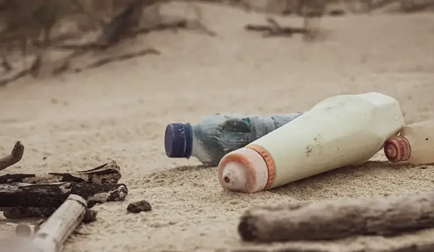 microplastics on beach