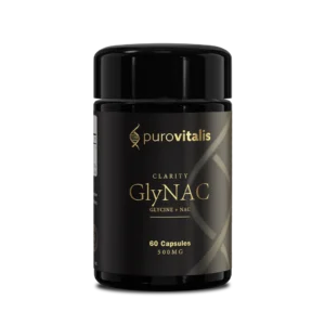 Les capsules de GlyNAC de Purovitalis combinent la L-Glycine et la NAC en un seul supplément.