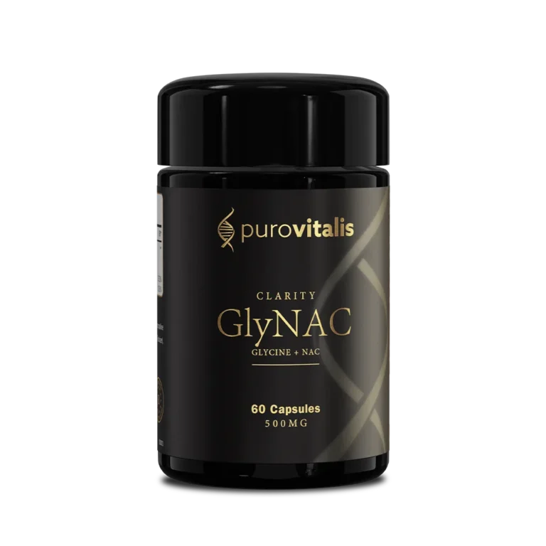 GlyNAC capsules van Purovitalis combineren L-Glycine en NAC in één supplement.