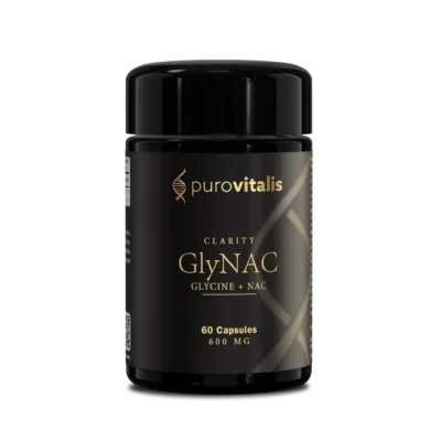 GlyNAC capsules van Purovitalis combineren L-Glycine en NAC in één supplement.