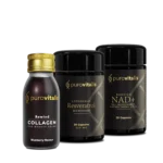 cosa contiene: Rewind Collagen Drink, NAD⁺ Booster, Resveratrolo Liposomiale