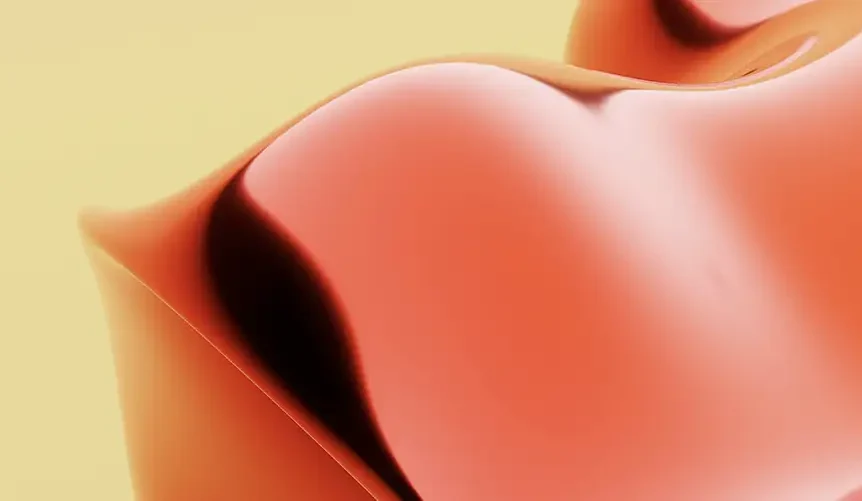 Ilustración abstracta de un hígado sano en tonos rojos.