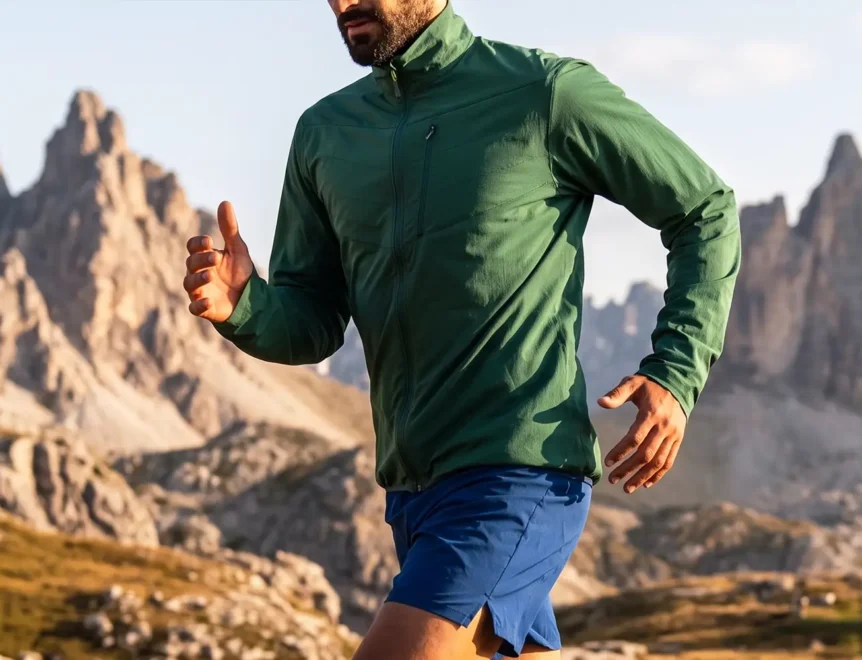 man running in the mountains