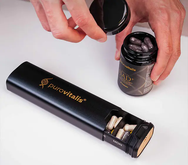 Purovitalis-Tablettenbox mit Kapseln