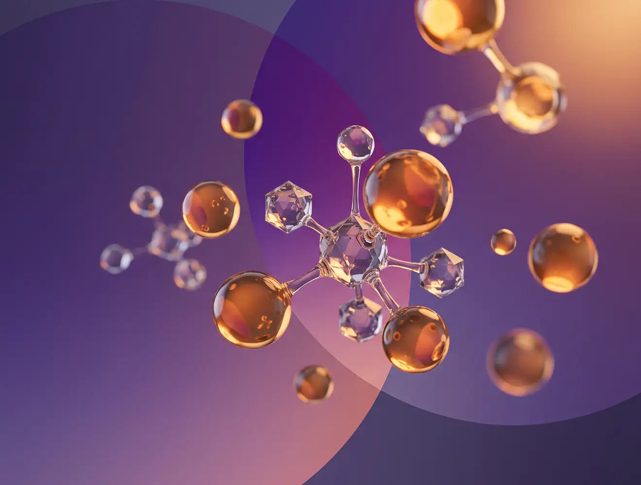 Abstrakte Makro-Visualisierung von kristallinen Mineralien und essenziellen Vitaminen, die den Nährstoffmangel während einer GLP-1-Behandlung zur Gewichtsreduktion ausgleichen.