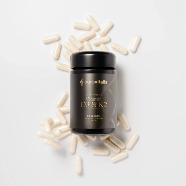 Flasche mit liposomalem Vitamin D3 & K2-Kapseln