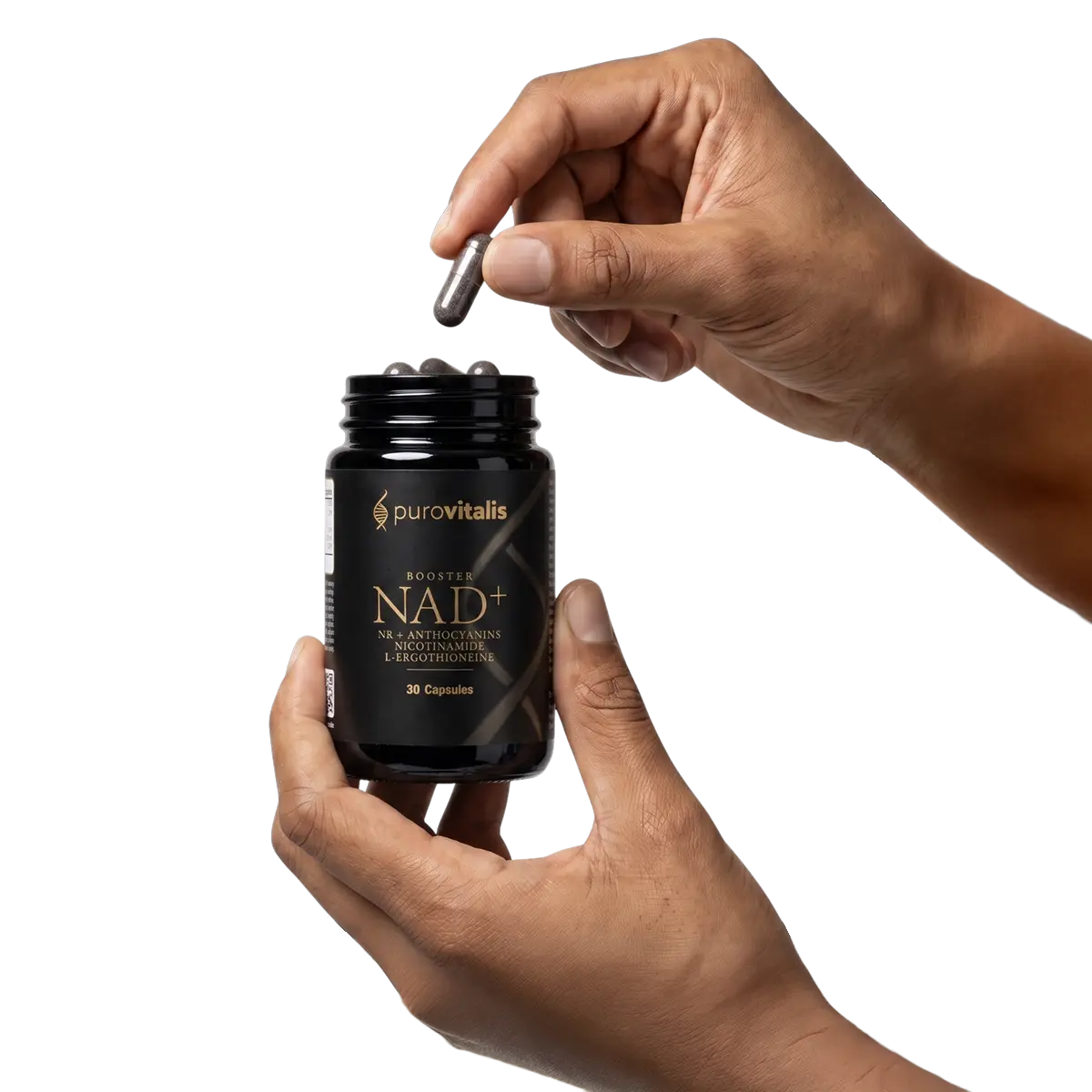 Nad capsule taken with hand – Purovitalis