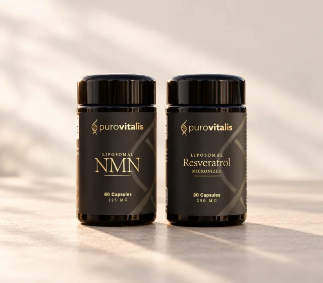 Vital Core Bundel met liposomale NMN en resveratrol naast elkaar